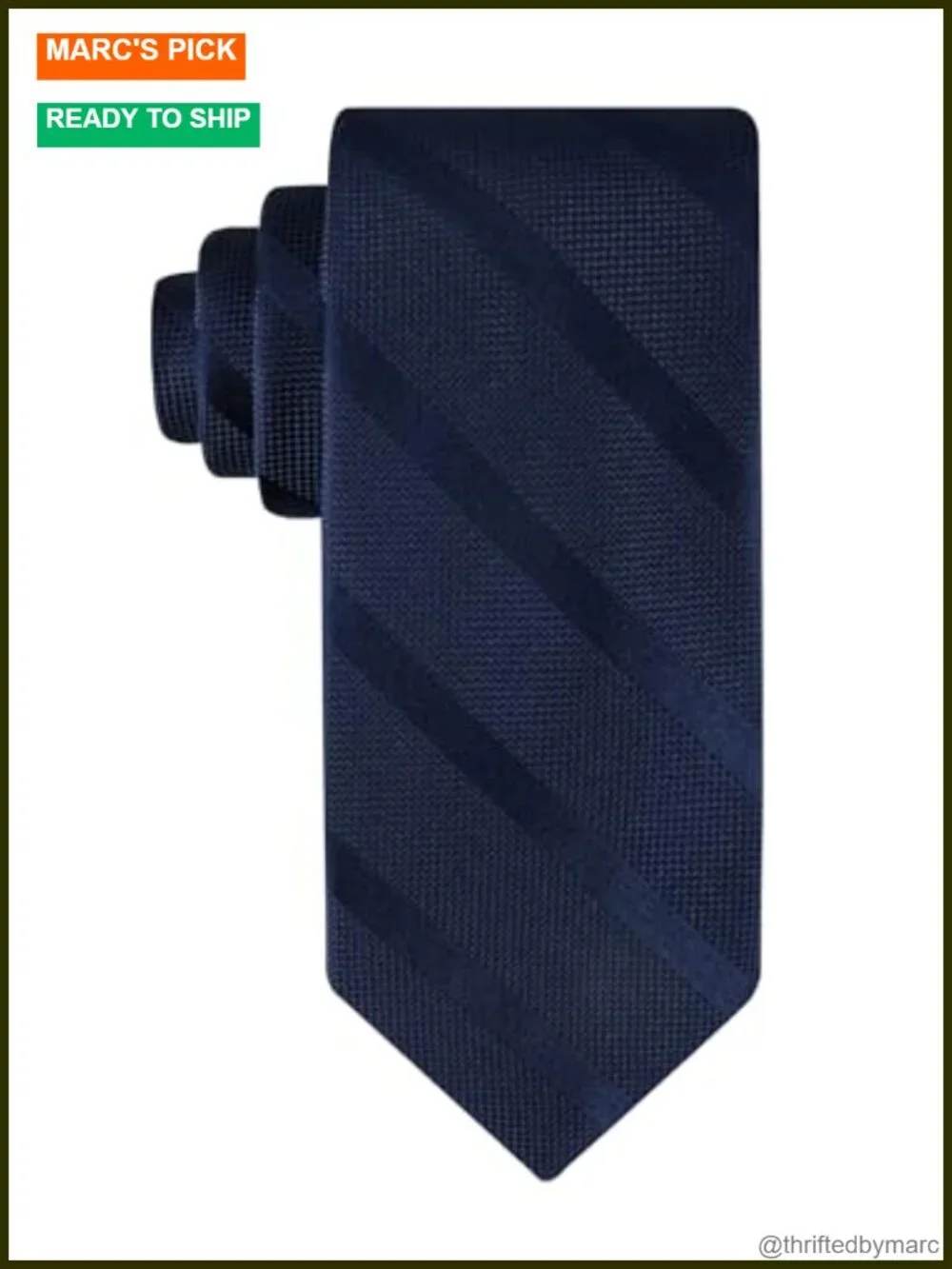 Classic Textured Tonal Stripe Tie - Polyester/Silk, Self Tie, 57